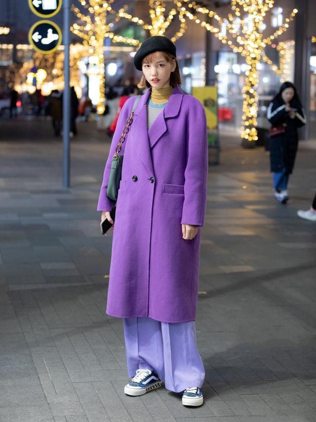 紫色,大衣,搭配