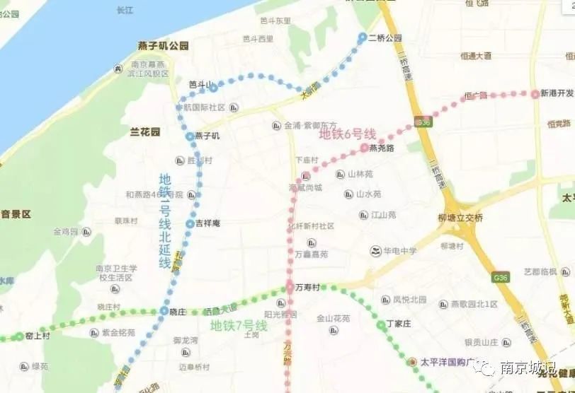 从我画的示意图上,可以看出,地铁1号线对燕子矶滨江新城开发和人流