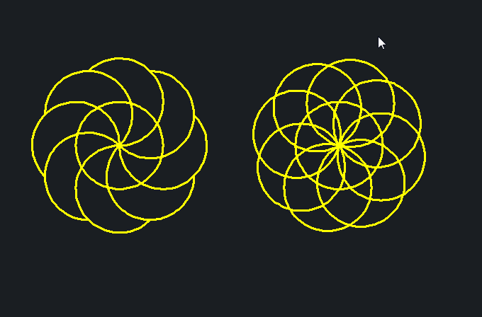 等分-圆-修剪 把一条直线等分12段,分别以第二,三,四,五,六,七点为