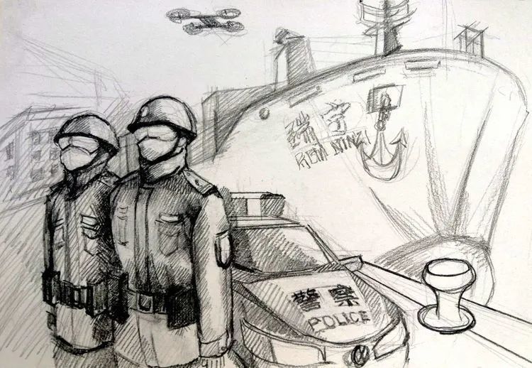 民警手绘战"疫"漫画 展"现实版"抗疫阻击战