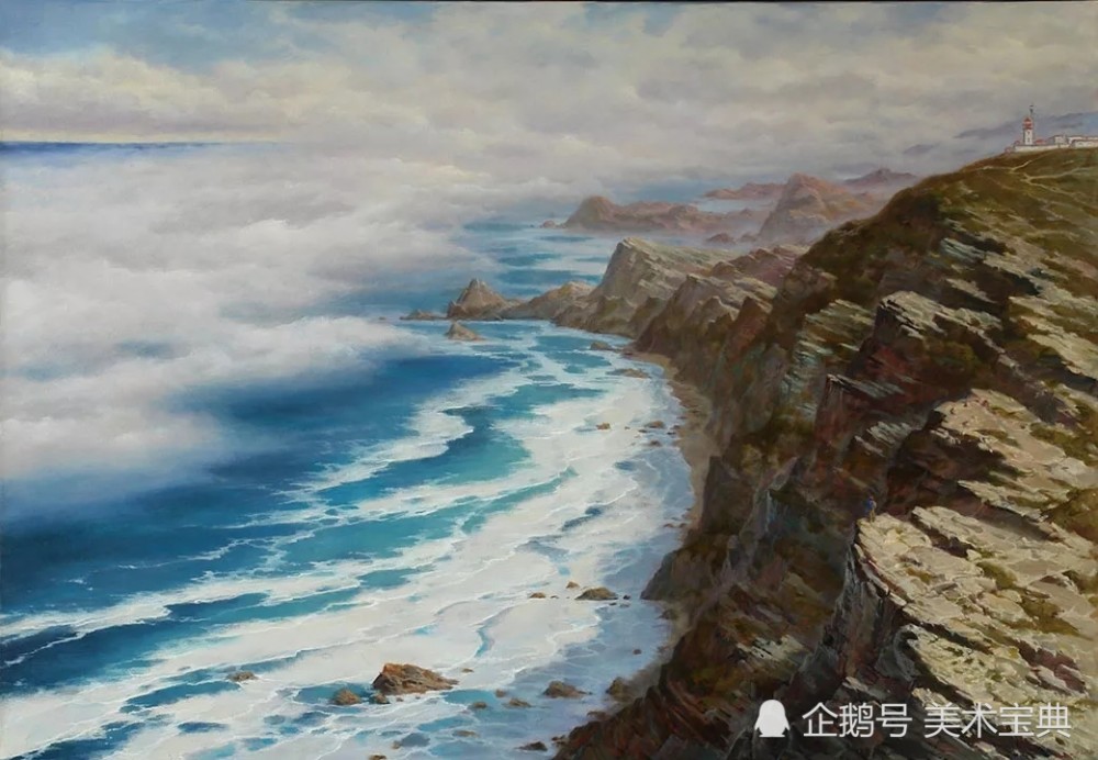 油画作品里不一样的大海碧浪