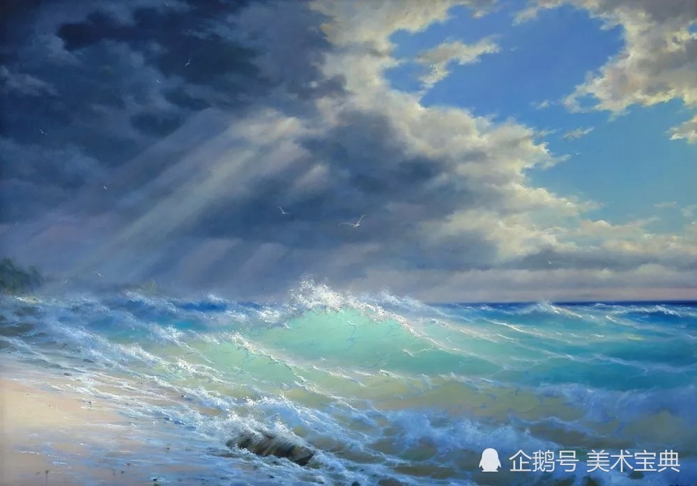 油画作品里不一样的大海碧浪