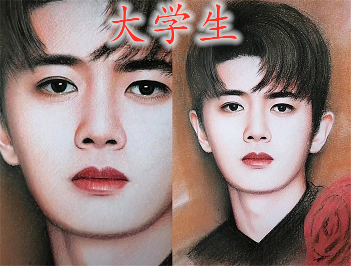 同是画"任嘉伦",小学生vs高中生,看到大学生:有多少要