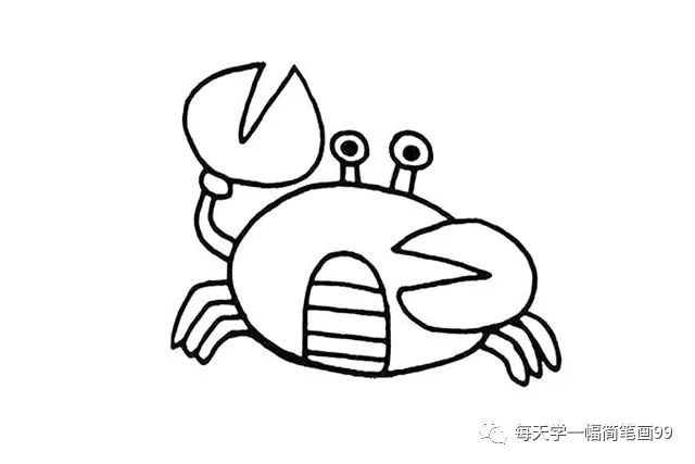 每天学一幅简笔画-螃蟹简笔画的画法图片大全
