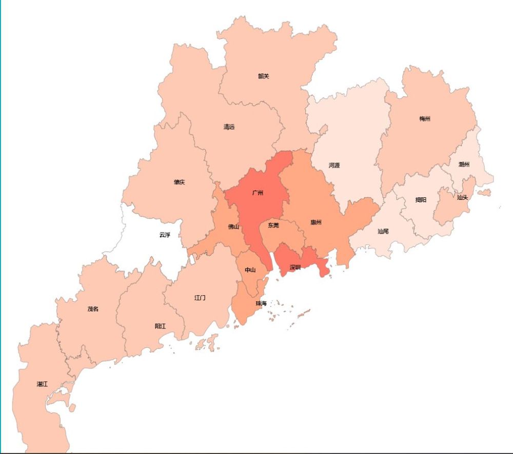 广西疫情分布图 它们是广东和广西疫情地图上 唯一一块白色的区域 在