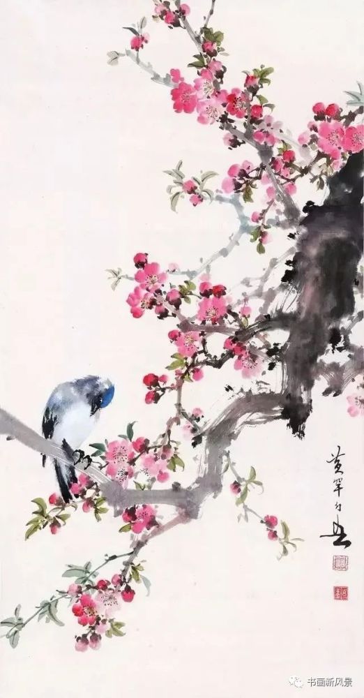 国画:三月桃花笑春风