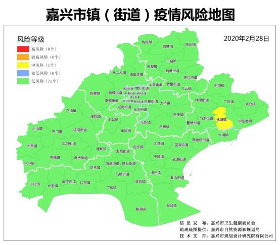 最新嘉兴市镇疫情风险地图上只剩一