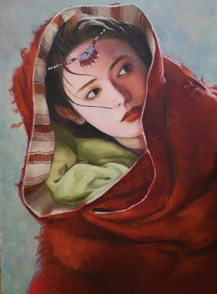 中国传统女性人物油画作品欣赏