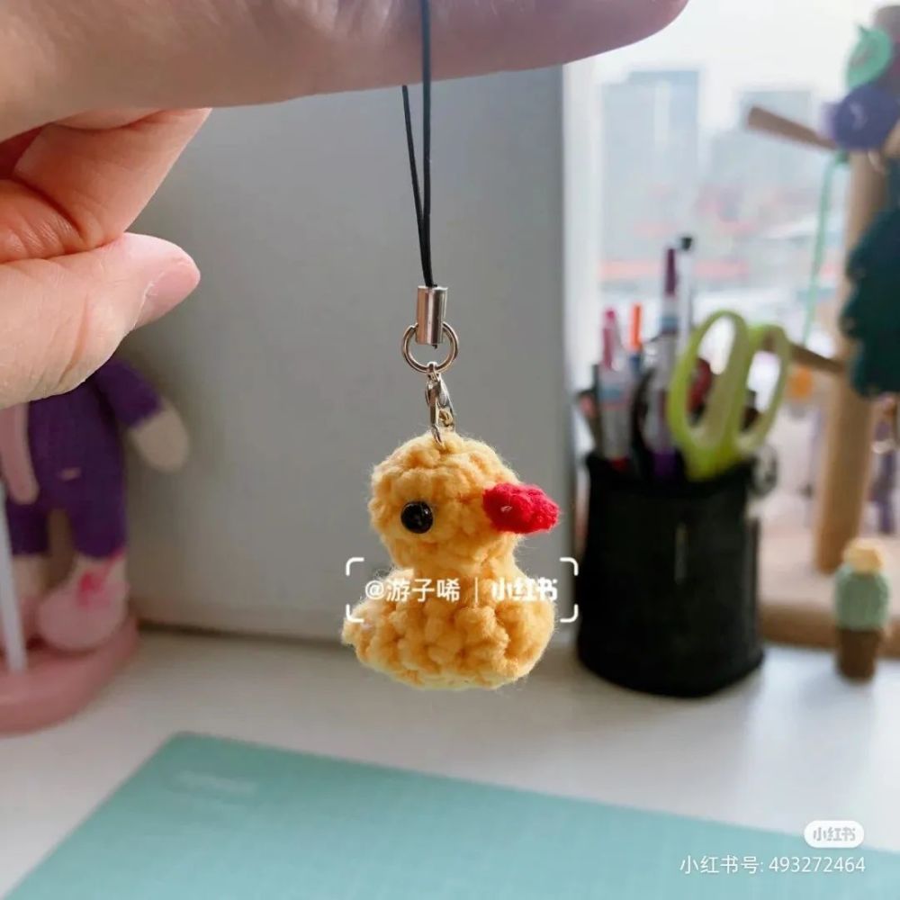 钩针图解│简单耐看的迷你小鸭鸭挂件