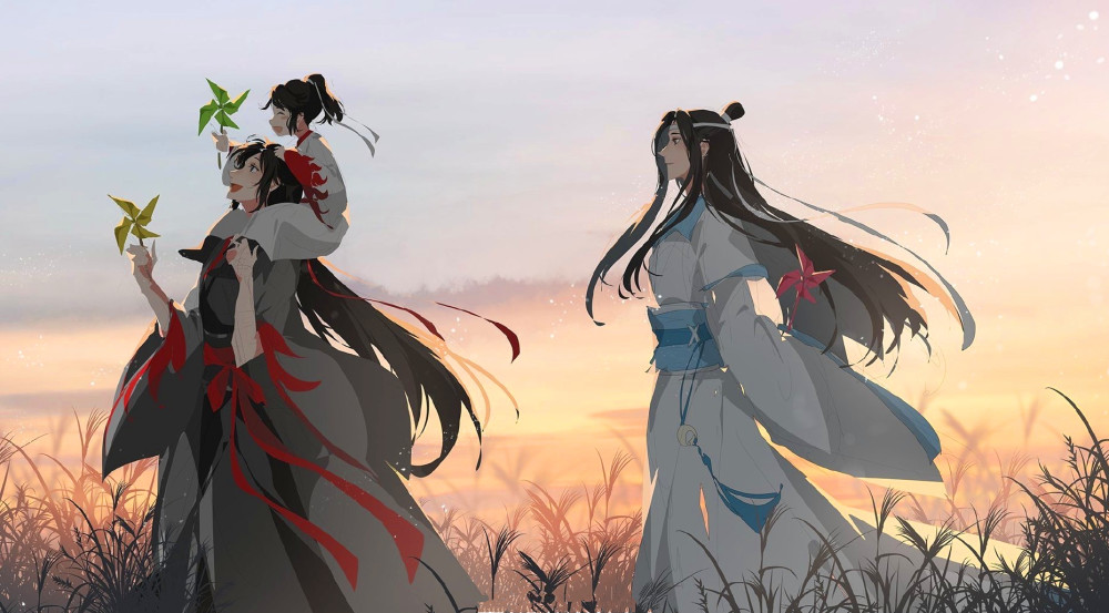 《魔道祖师》浪漫的忘羡图,明媚的画风很春天,又是神仙在画画