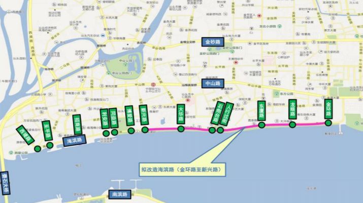 汕头海滨路升级:完善慢行系统,修建休闲小广场