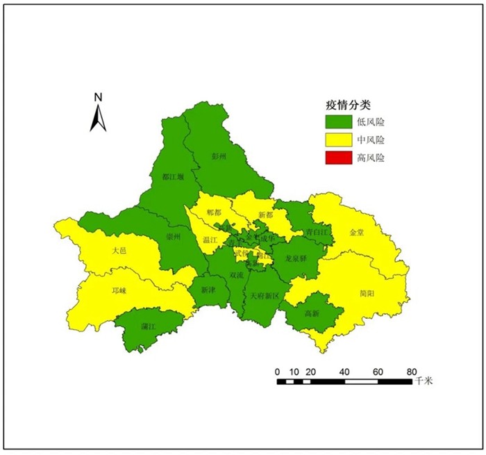 成都市区(市)县疫情分区分级地图(截至2020年3月3日24时)