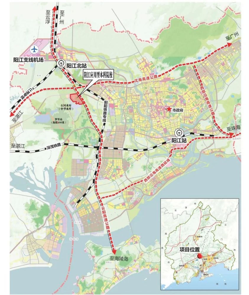 阳江机场,广湛高铁阳江北站位置图 ▼ 阳江市委书记,市人大常委会