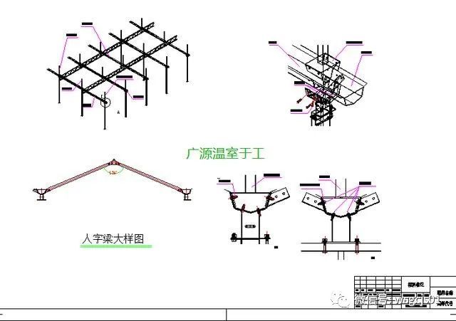 2 中间为l40*4角铁,天沟为2.2,人字梁为30*50*2.0,人字梁横拉为20*2.