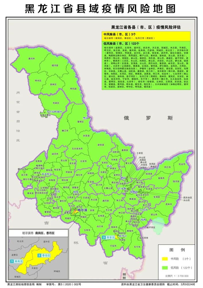 3月10日0时起,下调道里区,道外区,五常市,尚志市,方正县,让胡路区6个