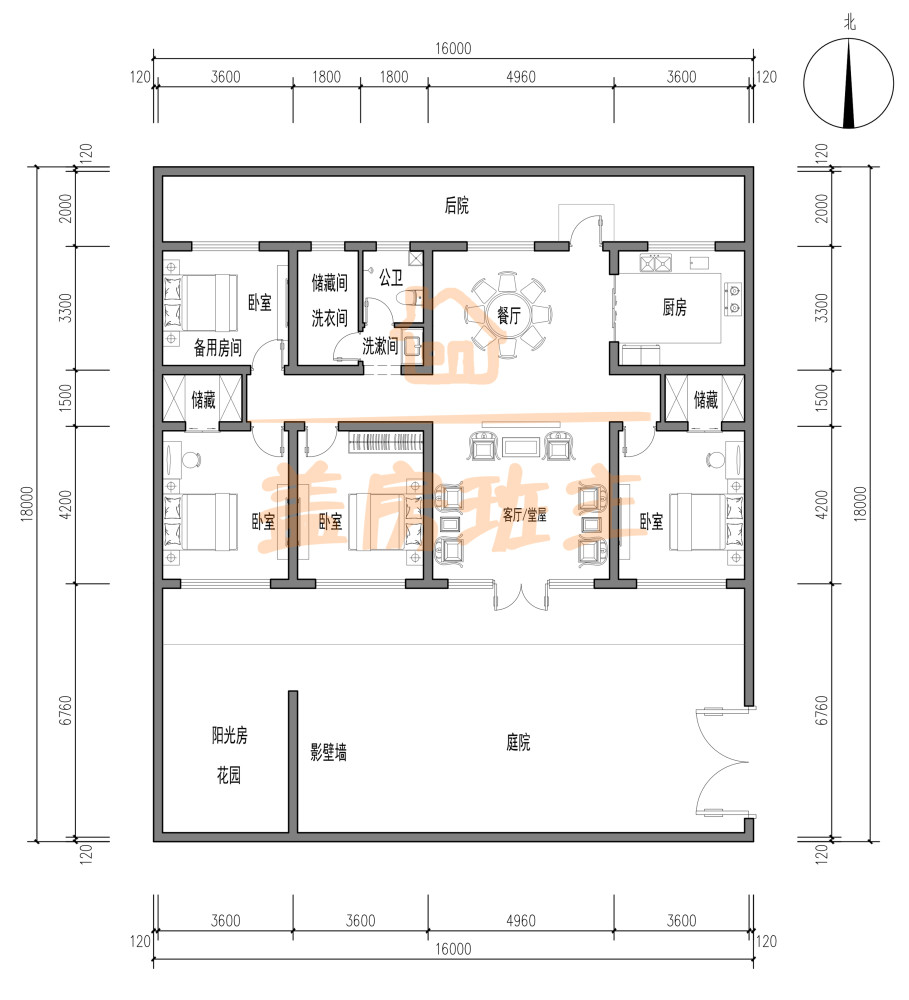 五开间,四开间,一层,别墅设计,自建房设计