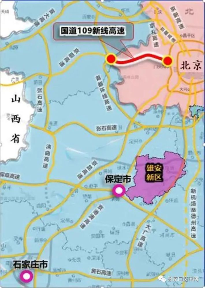 国道109新线高速线路图.图片来源/北京市发改委