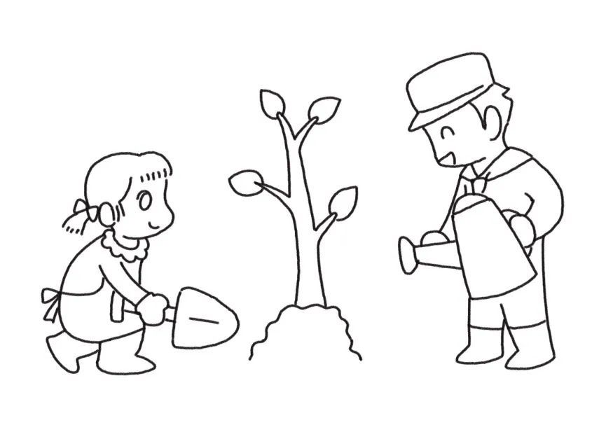 植树活动简笔画