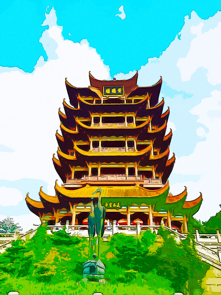 手绘图:久违的武汉景点,待疫情过后一起去吃热干面
