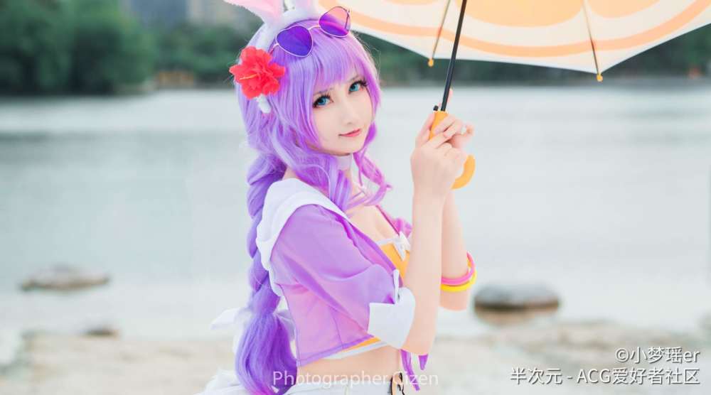 海滩可爱小姐姐cos公孙离蜜橘之夏,大长腿白嫩修长