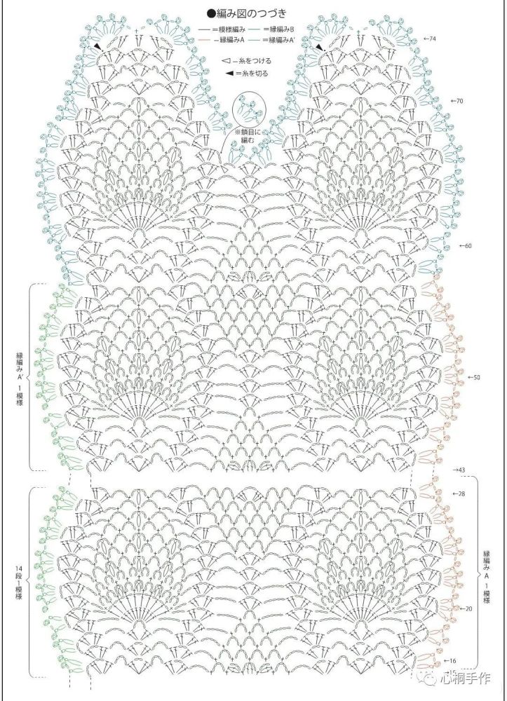 钩针图解—菠萝花披肩围巾