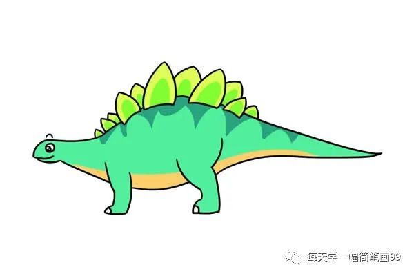 每天学一幅简笔画-恐龙简笔画剑龙的画法图片大全