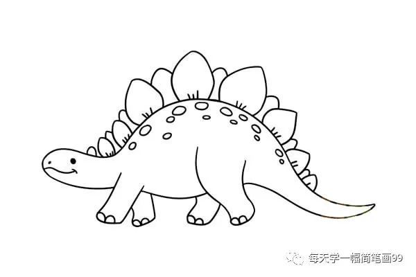 每天学一幅简笔画-恐龙简笔画剑龙的画法图片大全