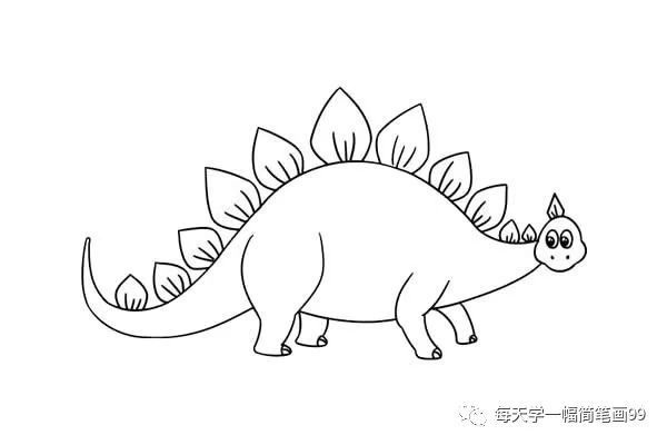 每天学一幅简笔画-恐龙简笔画剑龙的画法图片大全