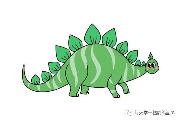 每天学一幅简笔画-恐龙简笔画剑龙的画法图片大全