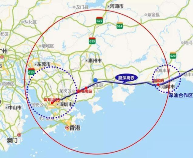 该条高铁线是深圳至深汕合作区的线路,经过惠州,建成后惠州与深圳
