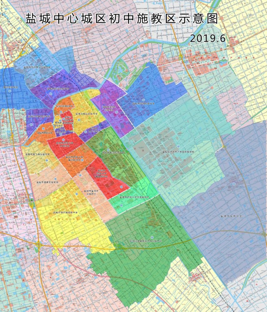 盐城公办小学,初中的学区是这样划的!附施教区示意图!