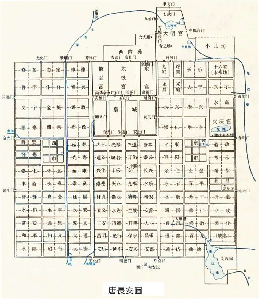 而洛阳的皇城和宫城则位于西北方位,不对称