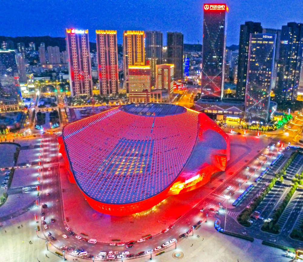 航拍大连国际会议中心,施工难度超过"鸟巢"和"水立方"