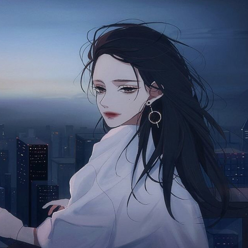 动漫卡通二次元女生头像:月亮是夜晚第二美好的东西,因为第一是你