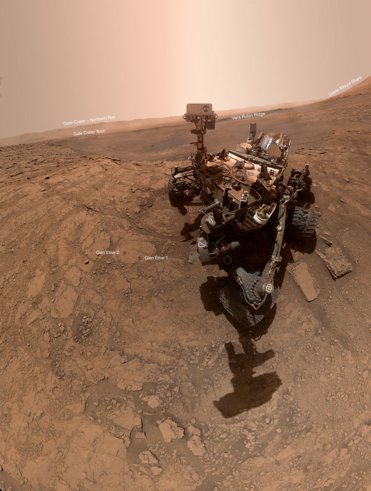 火星探测器玩自拍!nasa"好奇号"创攀爬记录前拍了一张