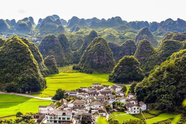 贵州,山峰,喀斯特地貌,瀑布,南关村