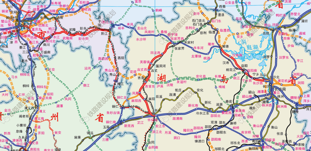 国家铁路网建设及规划最新示意图:渝湘高铁湘西走向调整