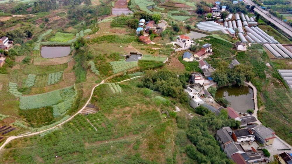 航拍四川自贡市荣县旭阳镇插旗村