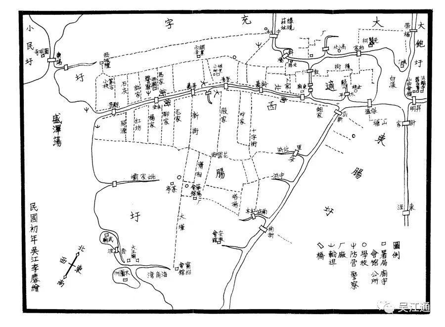 民国初期的盛泽地图 盛泽市河上自东向西,有着七座桥,是哪七座呢