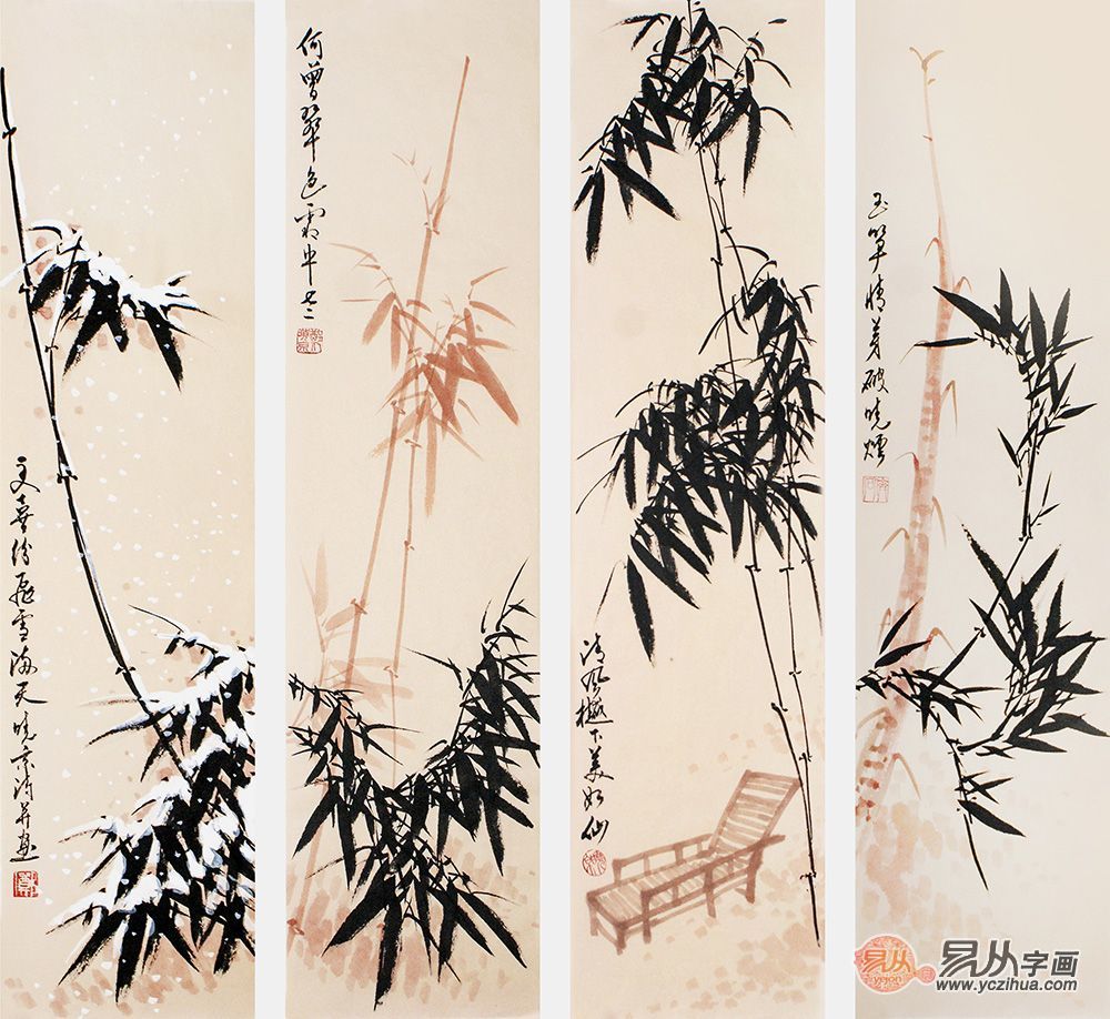 客厅挂四条屏国画可以吗?郑晓京吉祥花鸟画 旺财镇宅寓意好