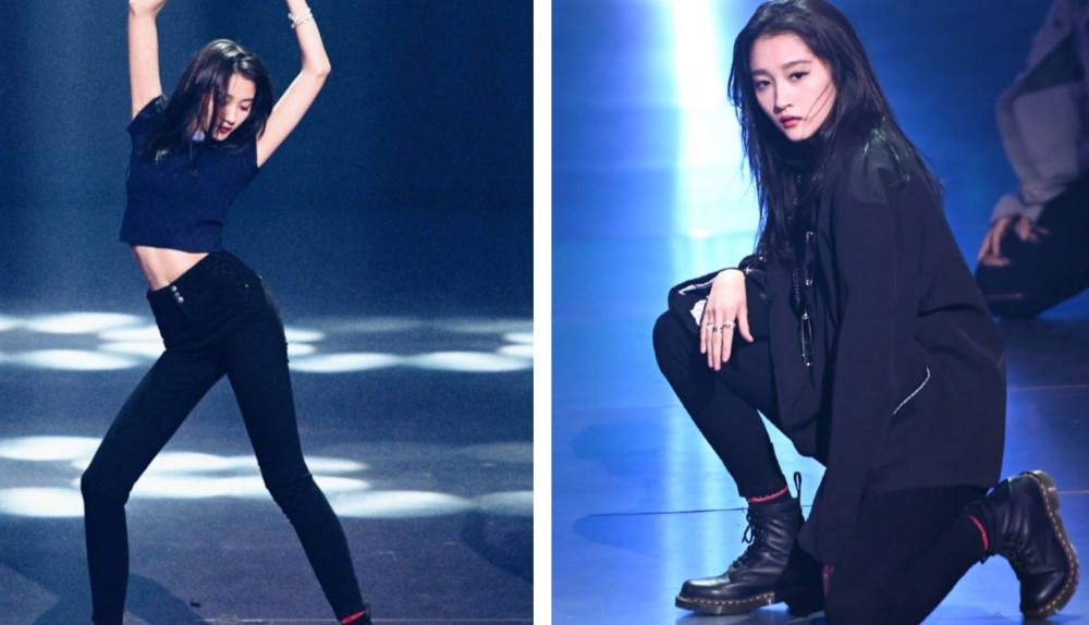 关晓彤穿紧身牛仔裤跳舞,腿彻底伸开后,这腿型:别人想