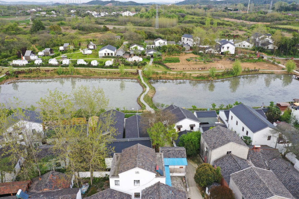 这是4月8日拍摄的南京市江宁区秣陵街道观音殿村(无人机照片).