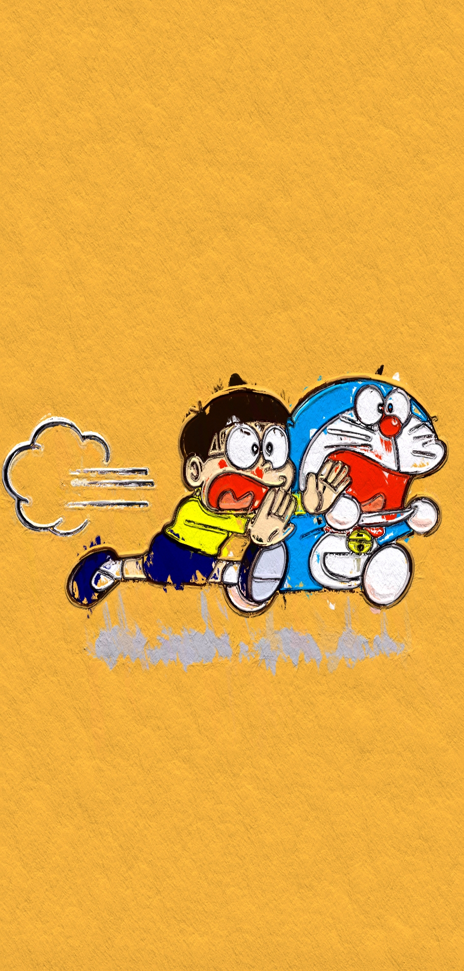 哆啦a梦油画风壁纸