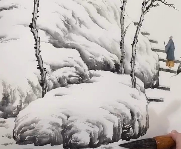 雪景绘画,文化艺术,古风国画,人文感情,绘画