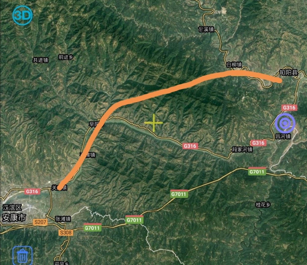 安康市至旬阳县的直线距离只有27公里左右,但是行车距离达到了52公里
