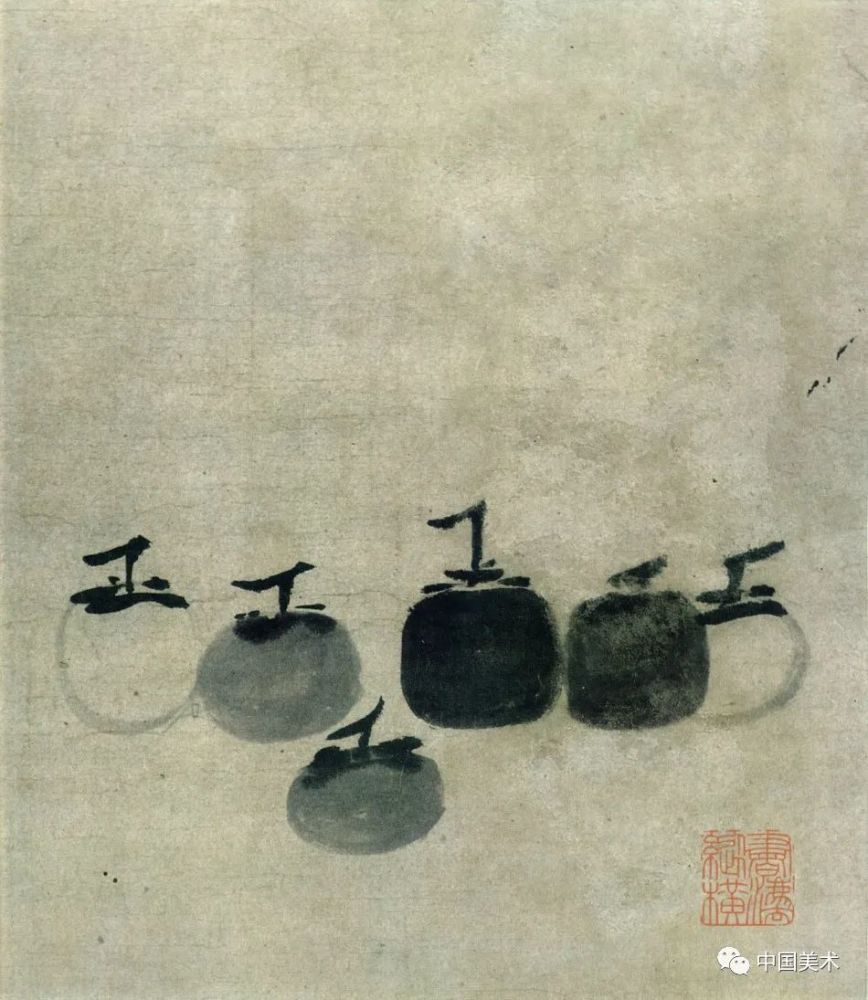 他画了一幅被世人公认为禅画中的经典之作《六柿图》,简逸的笔法,分明