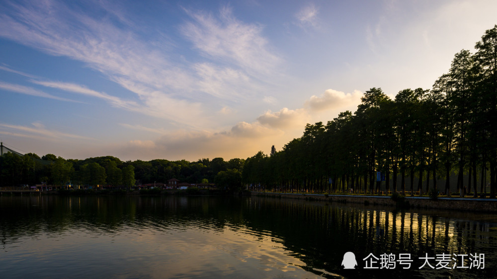 武汉的东湖风景区内无处不美景,蓝天白云之下春意盎然,湖面波光倒影