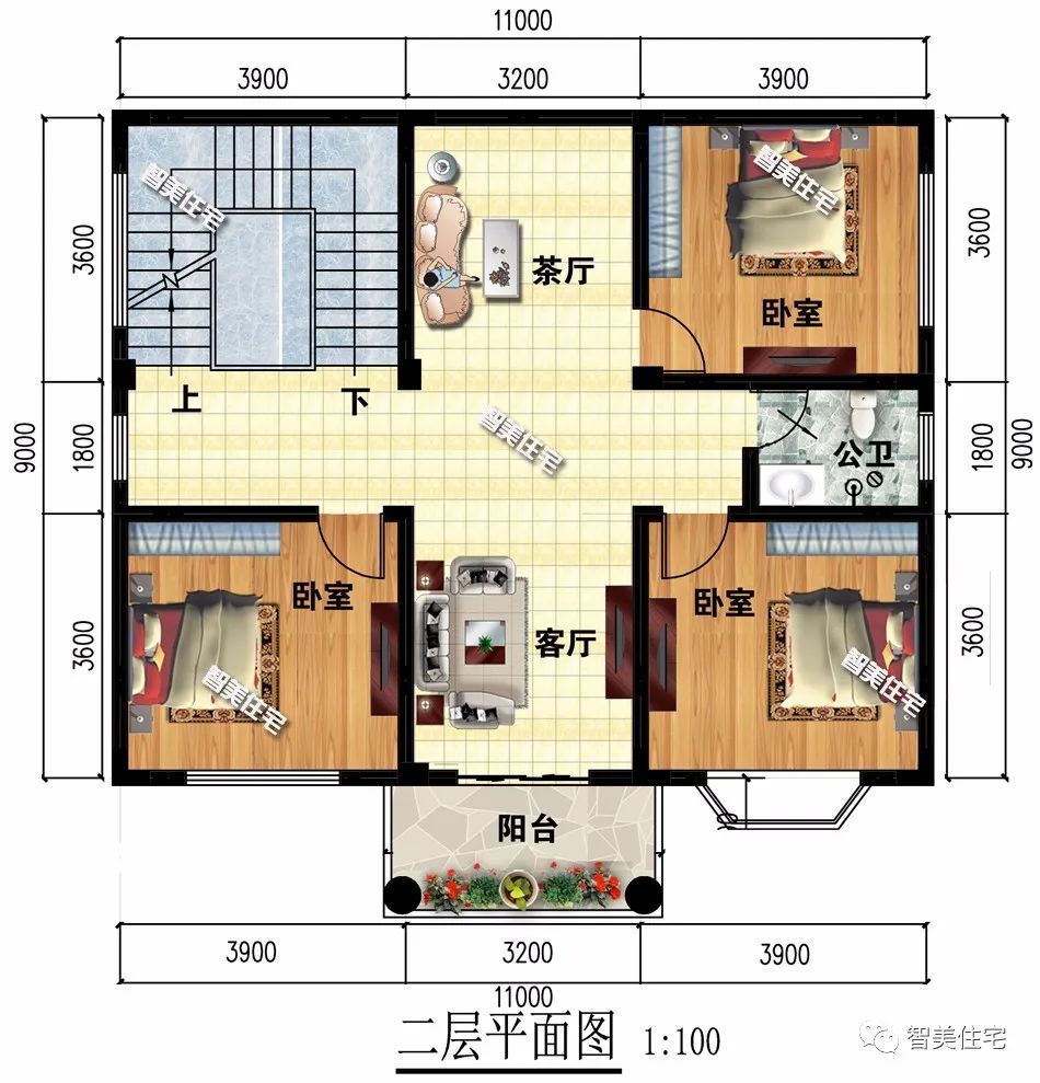 两栋宽11米多,简欧风设计的农村别墅,第二栋颜高布局好