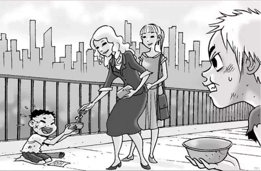 无声漫画:乞丐争夺