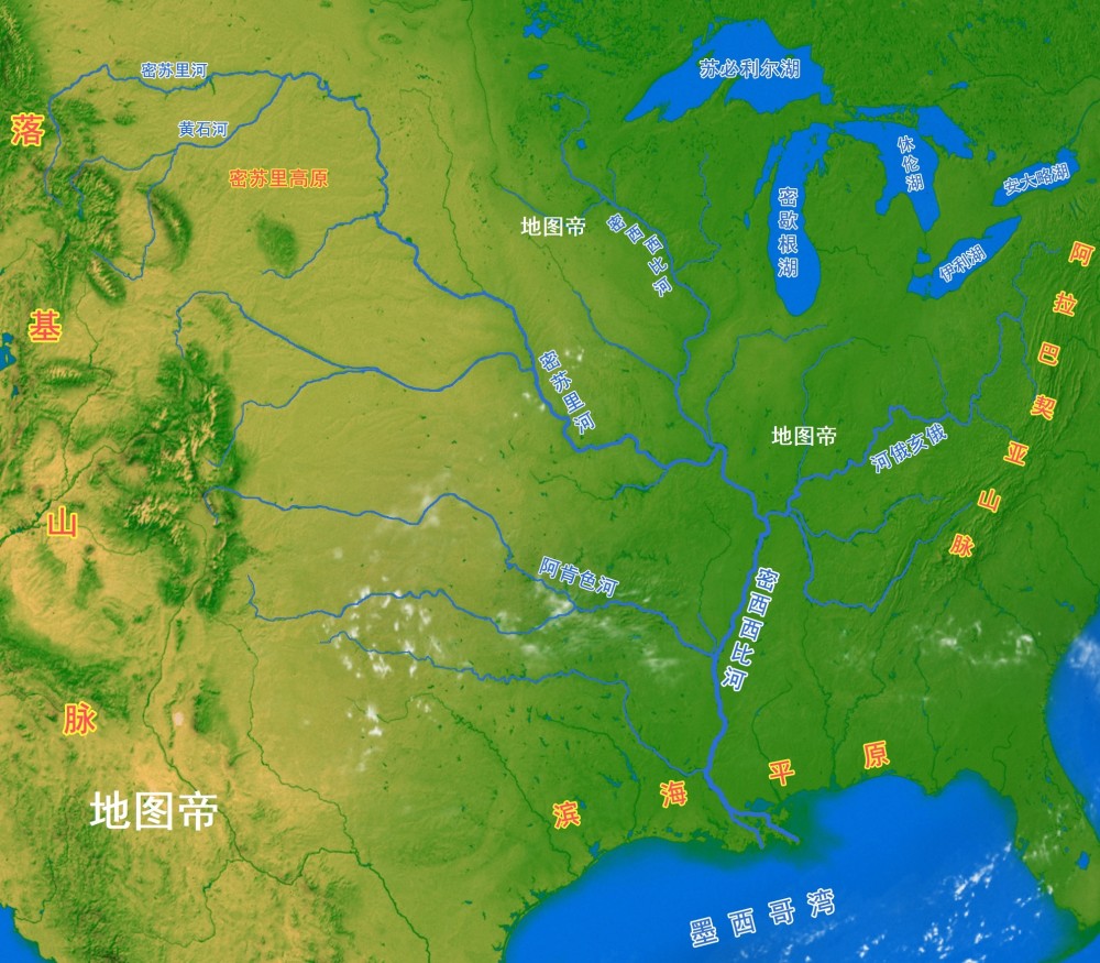 各大洲最长的河流:尼罗河,亚马孙河,长江,密西西比河